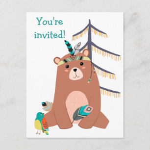 Invitation tribale mignonne de fête d'anniversaire