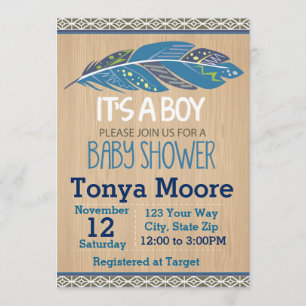Invitation tribale rustique de baby shower