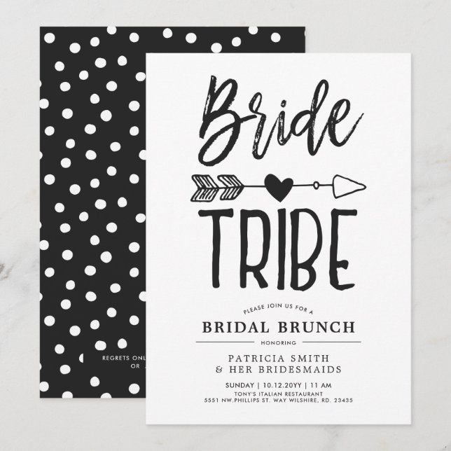 Invitation Tribu de la mariée | Mariage de Brunch de Mariée (Devant / Derrière)