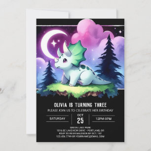 Invitation Tricératops Bohème Personnalisé Anniversaire
