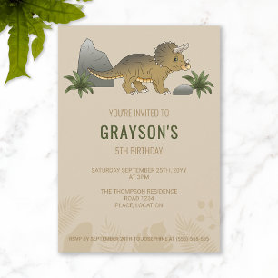 Invitation Triceratops Dinosaure Minimaliste Anniversaire Bei