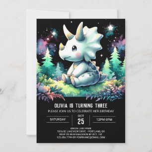 Invitation Tricératops enchantés Anniversaire
