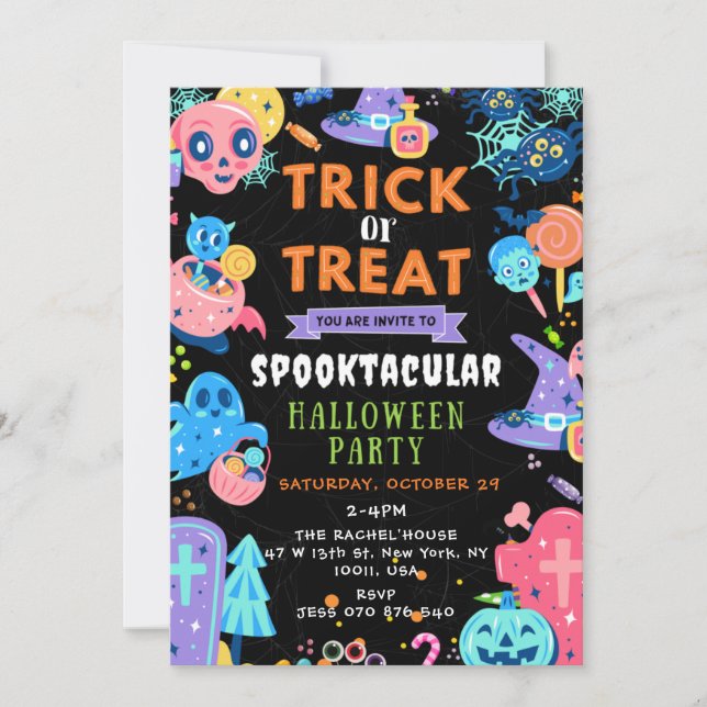 Invitation Trick Halloween Spooktacular ou Citrouille de trai (Devant)