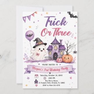 Invitation Trick or Three Halloween Birthday Party