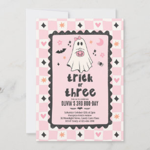 Invitation Trick Or Three Halloween Fille Fantôme 3ème Annive