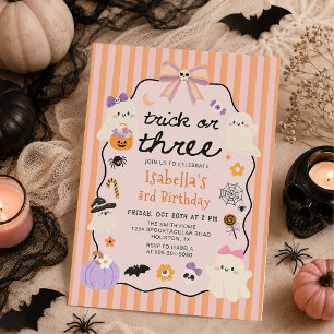 Invitation Trick or Treat Fantôme Anniversaire Halloween 3 an