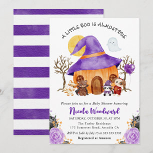 Invitation Trick or Treat Halloween Baby Shower aquarelle