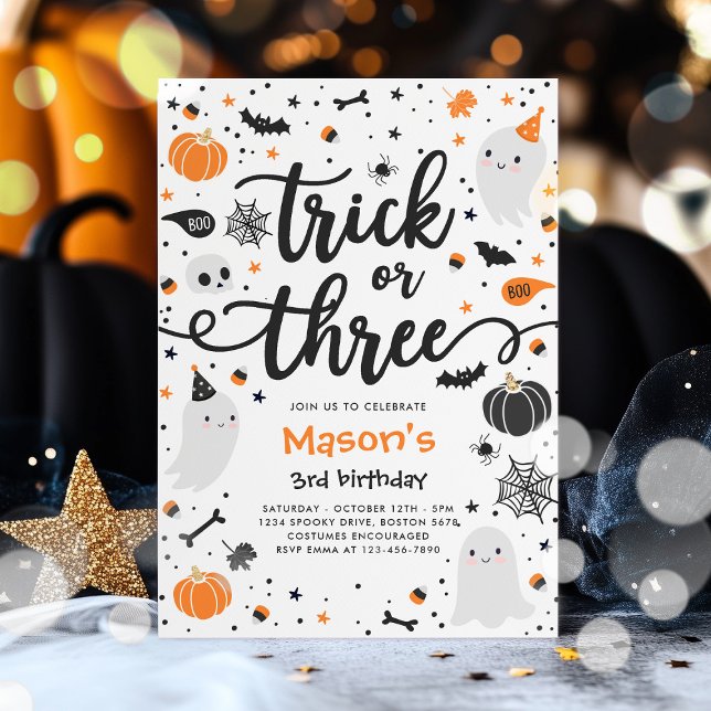 Invitation Trick or Treat Halloween Ghost 3e fête d'anniversa (Créateur téléchargé)