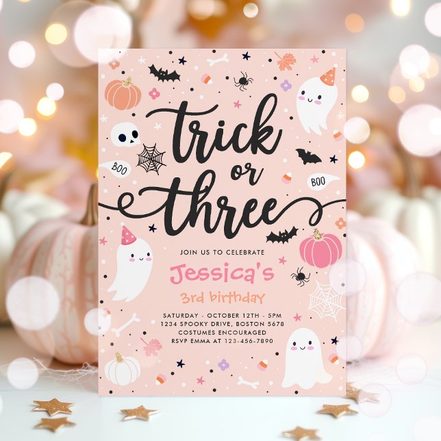 Invitation Trick or Treat Halloween Ghost 3e fête d'anniversa (Créateur téléchargé)
