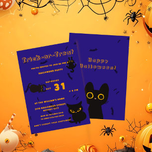 Invitation Trick or Treat Joli Chat Noir Halloween