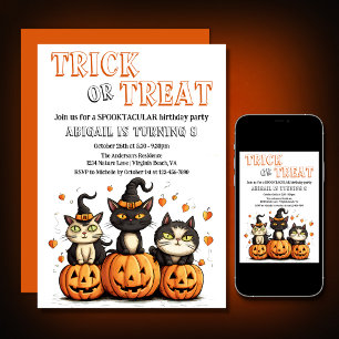 Invitation Trick or Treat mignonne Halloween Chats Anniversai