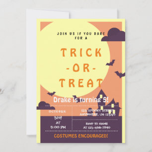 Invitation Trick ou traitement, chauves-souris d'Halloween, I