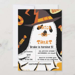 Invitation Trick ou traitement, chauves-souris d'Halloween, I