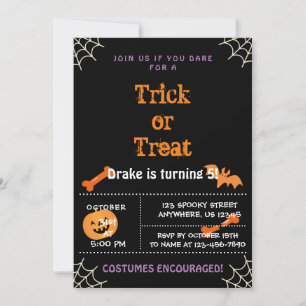 Invitation Trick ou traitement, Halloween Anniversaire Invita