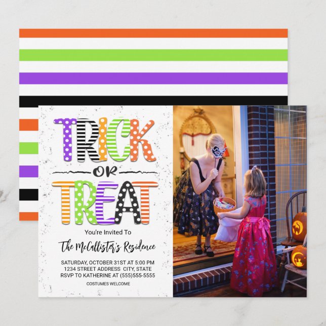 Invitation Trick ou traiter Halloween Costume de fête photo (Devant / Derrière)