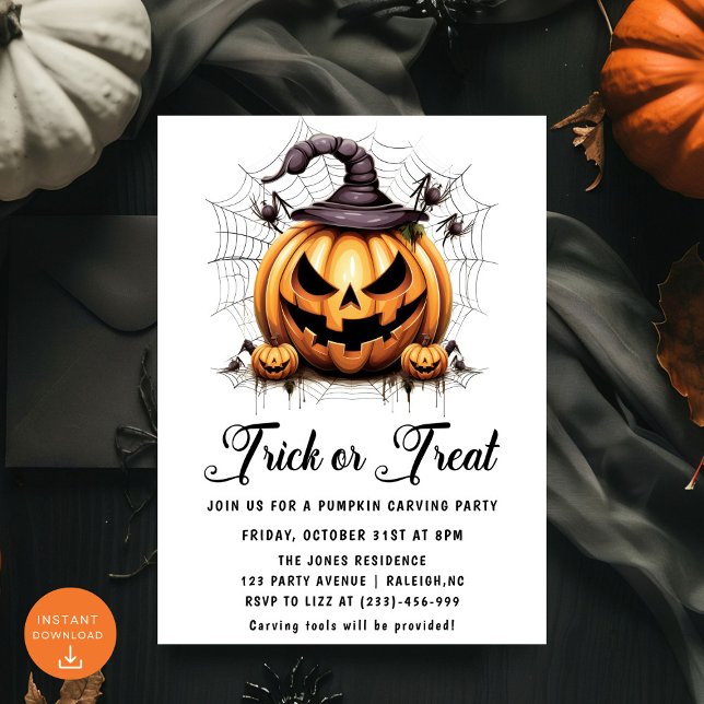 Invitation Trick ou Treat Citrouille Carving Halloween Party (Créateur téléchargé)