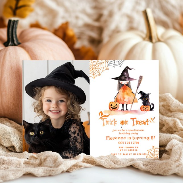 Invitation Trick ou Treat cute Spooktacular photo d'anniversa (Créateur téléchargé)
