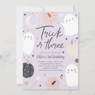 Invitation Trick Ou Trois Boho Halloween Fantôme 3e anniversa