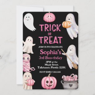 Invitation Trick Ou Trois Fantôme D'Halloween 3ème Fête D'Ann