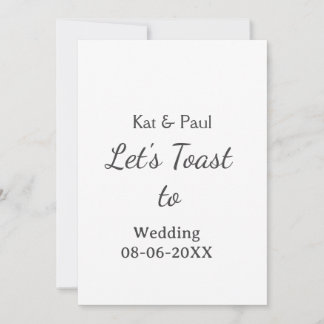 Invitation Trinquons au mariage nom date couple simple