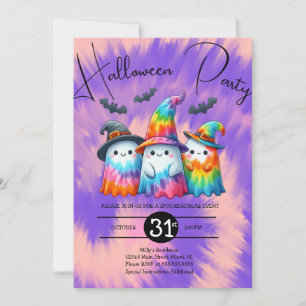 Invitation Trio de fantômes Halloween Tie Dye Dessin à la mai