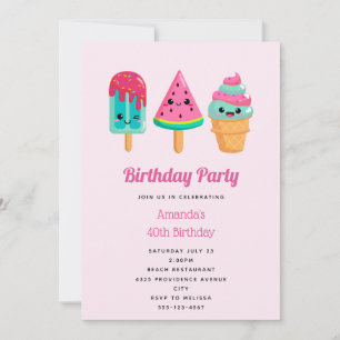 Invitation Trio de glace délicieuse Anniversaire d'été Vibe