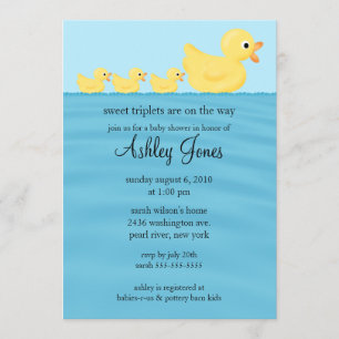Invitation Triplé Baby shower de canard