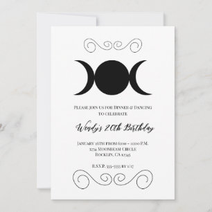 Invitation Triple Déesse Lunaire Pendentif Fête d'anniversair