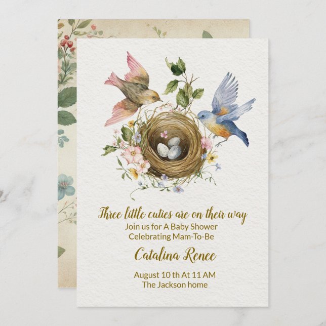 Invitation Triple the Joy : Une fête pour nos Triplets ! (Devant / Derrière)