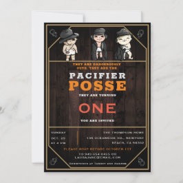 Invitation Triplés drôles Gang de tétine Western Anniversaire