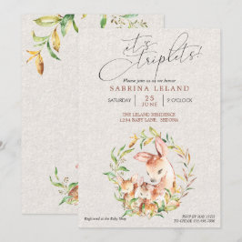 Invitation Triplet Baby shower crevettes de cerfs dans la cou