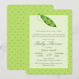 Invitation Triplet Peas dans un Baby shower de pois