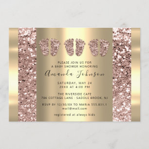 Invitation Triplets Baby shower Pieds Rose Parties scintillan