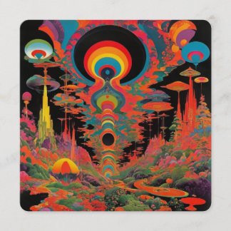 Invitation Trippy Vintage 1960s Psychedelic Retro Artwork