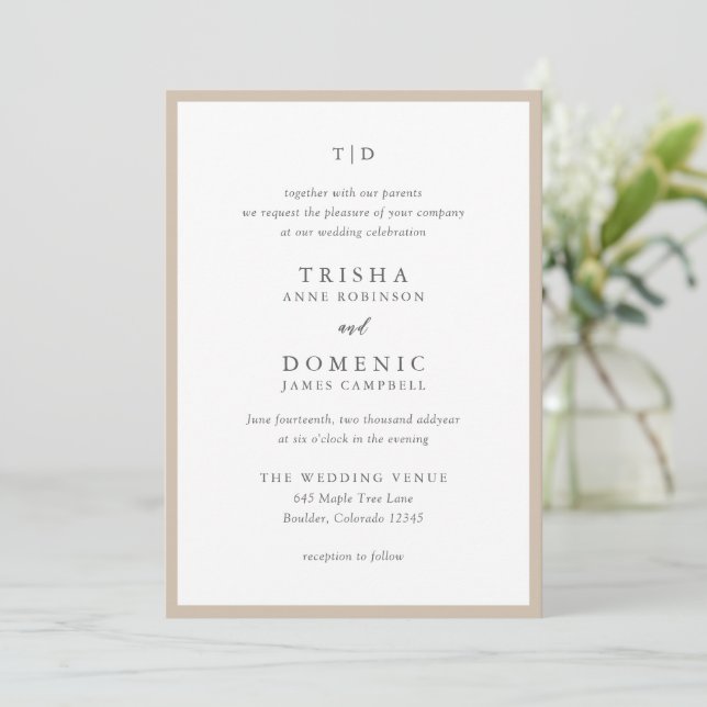 Invitation Trisha Earthy Neutral Mariage moderne (Debout devant)