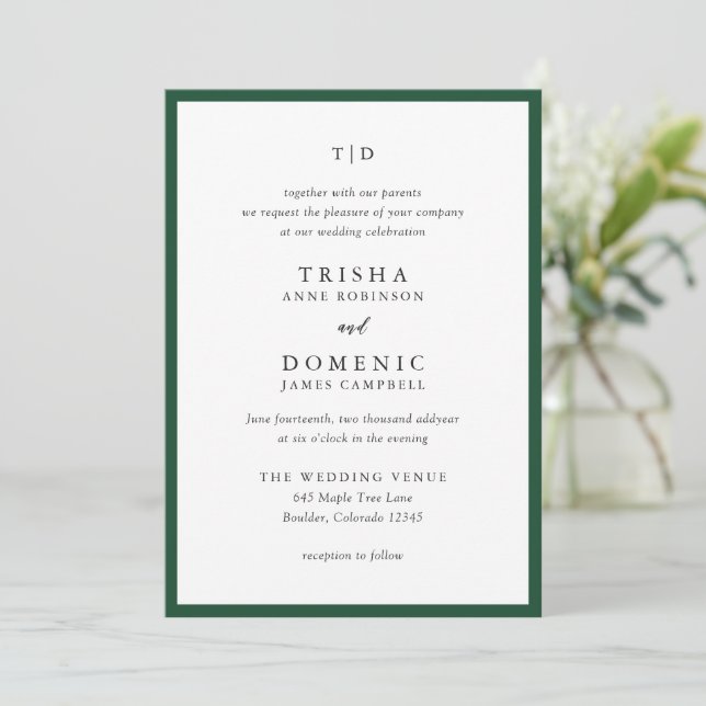 Invitation Trisha Emerald Green Mariage moderne (Debout devant)