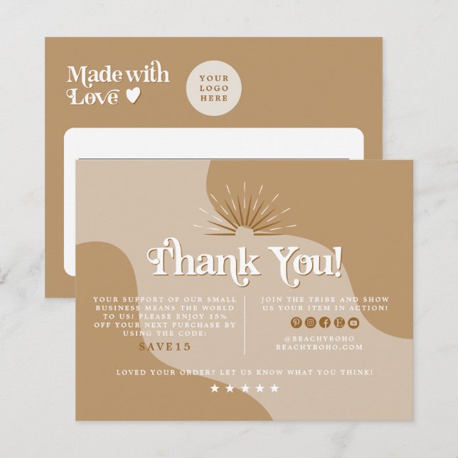 Invitation TRIXIE Retro Earth Tone Beige Business Merci (Devant / Derrière)