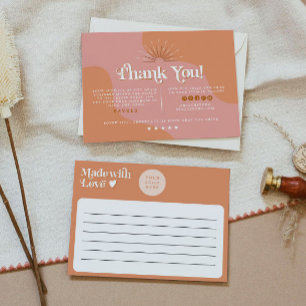 Invitation TRIXIE Rétro Orange Rose les années 70 Merci d'aff