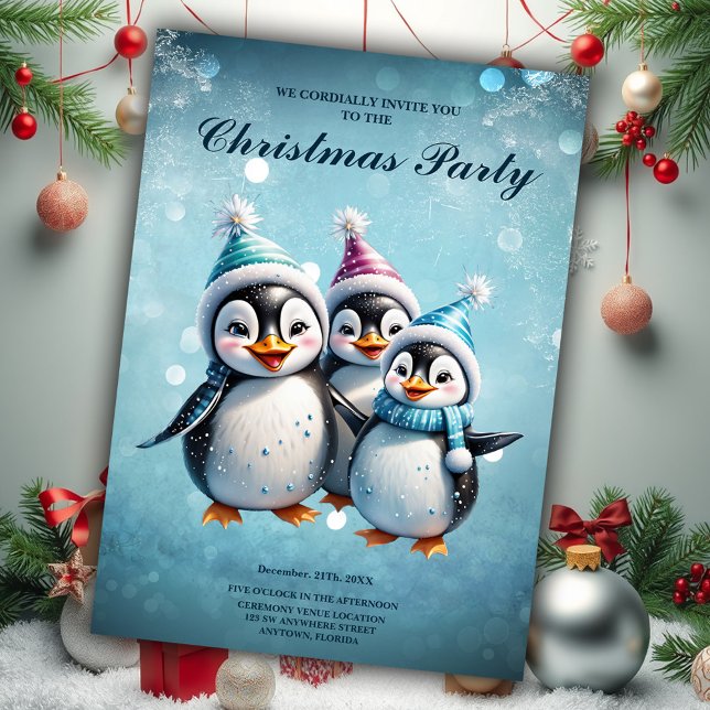 Invitation Trois adorables pingouins (Créateur téléchargé)