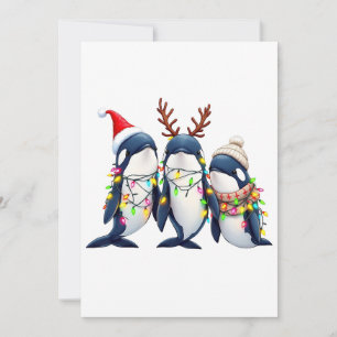 Invitation Trois baleines portent le chapeau de Noël