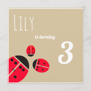 Invitation Trois coccinelles rouges - fête d'anniversaire