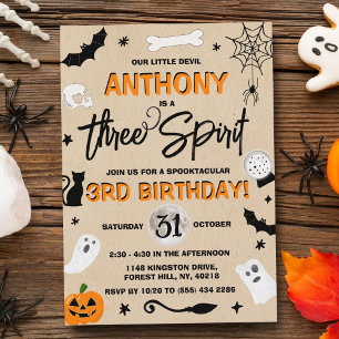 Invitation Trois Esprit ! Halloween 3ème anniversaire