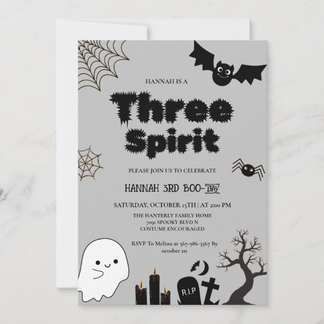 Invitation Trois Esprit Halloween 3ème anniversaire (Devant)
