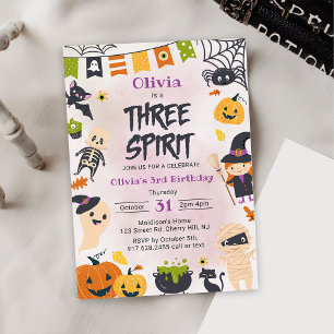 Invitation Trois Esprit Halloween mignonne Fête d'anniversair