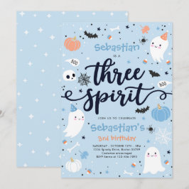 Invitation Trois Esprit mignon Halloween Fantôme 3e anniversa