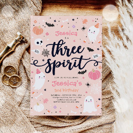 Invitation Trois Esprit mignon Halloween Fantôme 3e anniversa