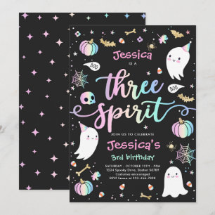 Invitation Trois Esprit mignon Halloween Fantôme 3e anniversa