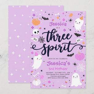Invitation Trois Esprit mignon Halloween Fantôme 3e anniversa