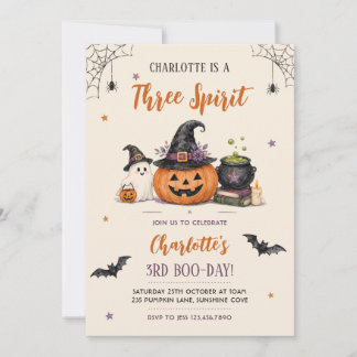 Invitation Trois Esprits Mignon Fantôme Halloween 3ème Annive