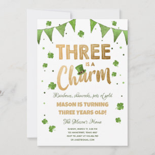 Invitation Trois est un Charm St. Patrick's Day Boy Anniversa